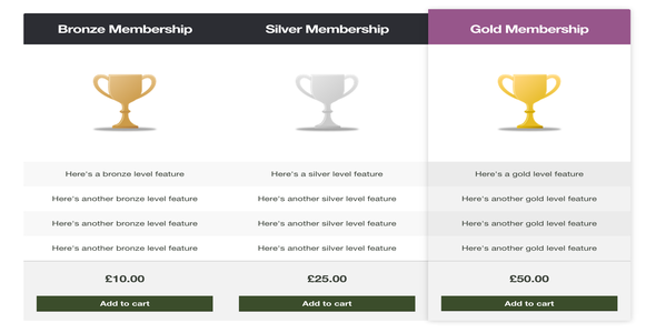 Storefront Pricing Tables