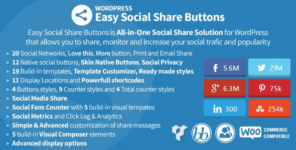 Ultimate Social – Easy Social Share Buttons and Fan Counters for WordPress